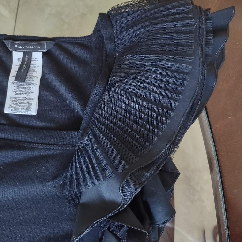 BCBGMaxAzria Black Ruffled Blouse